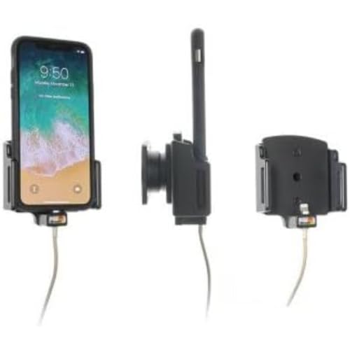 Brodit Gerätehalter 715013 | Made IN Sweden | für Smartphones - Apple iPhone 11, iPhone XS, iPhone X, iPhone XR, 71x013, Schwarz, mit Stecker-Fixierung für Lightning-zu-USB-A Kabel von Brodit