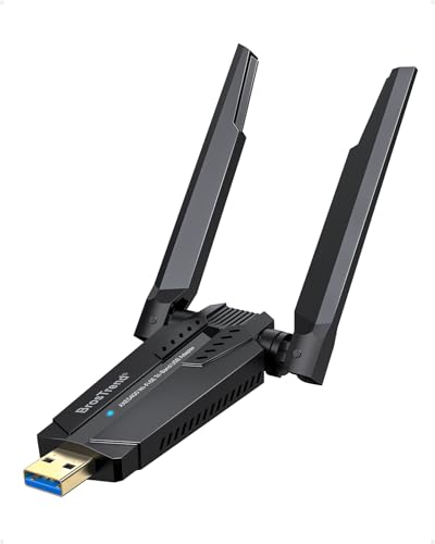 BrosTrend WiFi 6E USB WLAN Stick für PC, AXE5400 WLAN Adapter PC Hohe Reichweite, Tri-Band 6GHz / 5GHz / 2,4GHz WLAN Antenne PC, WLAN Empfänger WiFi 6 WLAN USB, WPA3, MU-MIMO, NUR für Windows 11/10 von BrosTrend