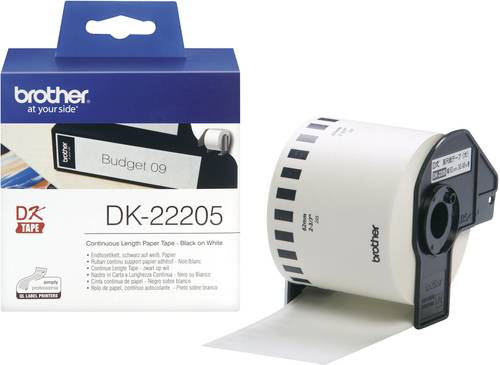 Brother DK-22205 Etiketten Rolle 62mm x 30.48m Papier Weiß 1 St. Permanent haftend DK22205 Universa von Brother