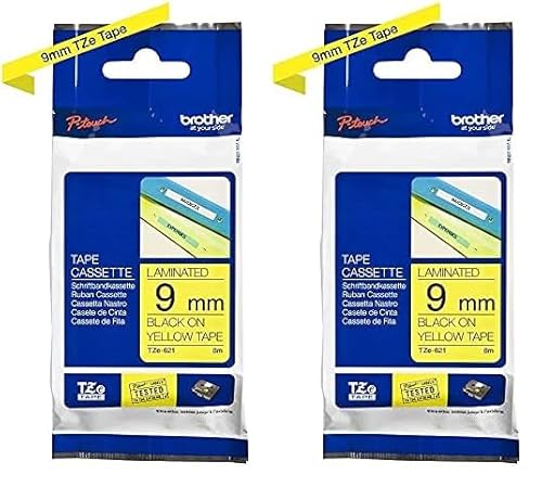 Brother TZE621 Original Tintenpatronen Pack Of 1, Schwarz/Gelb (Packung mit 2) von Brother