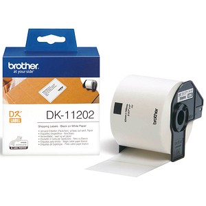 brother Etikettenrolle für Etikettendrucker DK11202 weiß, 62,0 x 100,0 mm, 1 x 300 Etiketten von Brother