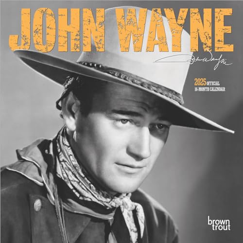 John Wayne OFFICIAL | 2025 7 x 14 Inch Monthly Mini Wall Calendar | Plastic-Free | BrownTrout | USA American Actor Celebrity Duke von BrownTrout