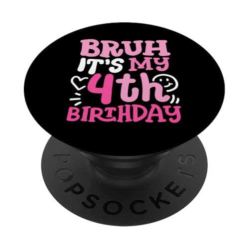 Bruh It's My 4th Birthday, Groovy Pink, 4 Jahre, Mädchen, Kinder PopSockets Klebender PopGrip von Bruh It's My Birthday Cool Kids Funny Outfits