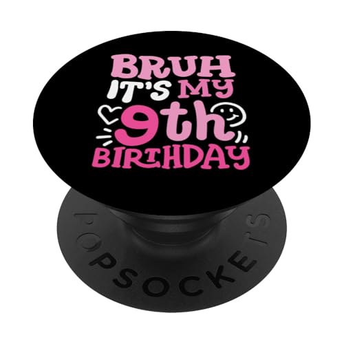 Bruh It's My 9th Birthday, Groovy Pink, 9 Jahre, Mädchen, Kinder PopSockets Klebender PopGrip von Bruh It's My Birthday Cool Kids Funny Outfits