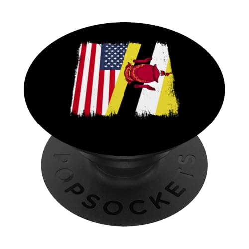 Amerika Brunei Halbflagge Amerikanisches Bruneiisches Erbe PopSockets Klebender PopGrip von Brunei Flag Design Bruneian Roots