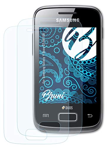 Bruni Schutzfolie kompatibel mit Samsung Galaxy Y Duos GT-S6102 Folie, glasklare Displayschutzfolie (2X) von Bruni