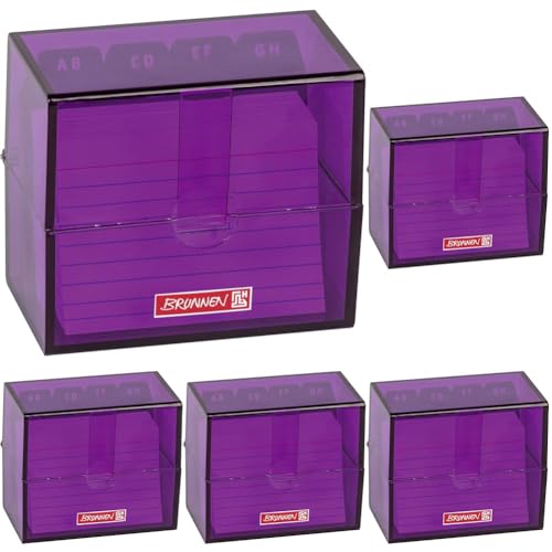 BRUNNEN 102058060 Karteikasten - Colour Code, Maße 8,5 x 7,5 x 4,8 cm - purple (Packung mit 5) von Brunnen