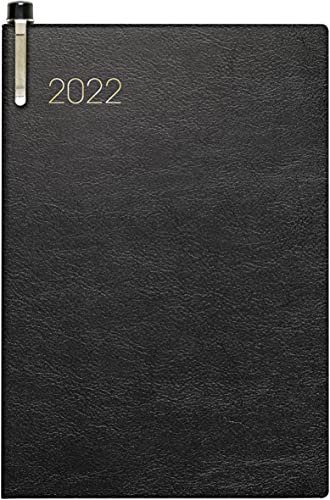 BRUNNEN 1072336902 Taschenkalender Modell 723, 2 Seiten = 1 Woche, 7,6 x 11,2 cm, Soft-Einband schwarz, Kalendarium 2022, mit Kugelschreiber von Brunnen