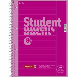 Brunnen 10 x Kollegblock Student Colour Code A4 90g/qm 80 Blatt pink Lineatur 25 von Brunnen