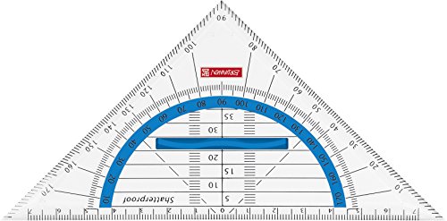 Brunnen 104975933 Geometrie-Dreieck Colour Code (für Schule und Büro, 16 cm, bruchsicher, ergonomischer Griff) blau / azur von Brunnen