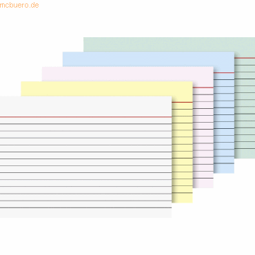 Brunnen Karteikarten A6 liniert farbig sortiert VE=100 Stück von Brunnen