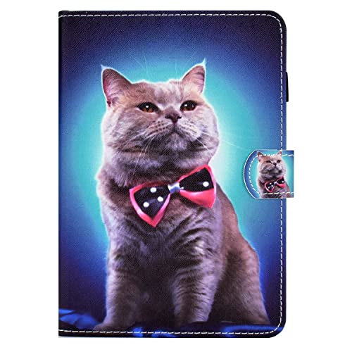 Bspring Hülle für iPad 10. Generation 2022 (10.9 Zoll) - Stoßfeste Smart Case Cover mit Ständer magnetisch, Kartensteckplatz und Auto Schlaf/Wach Funktion,Blaue Katze von Bspring