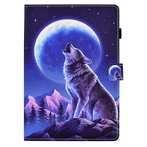 Bspring Hülle für iPad 8. Generation (2020) / 7. Gen (2019) 10.2 Zoll, Folio Flip PU Leder Schutzhülle iPad 10,2 Stifthalter Stand Wallet Cover Case Tablet Hülle,Wolf von Bspring