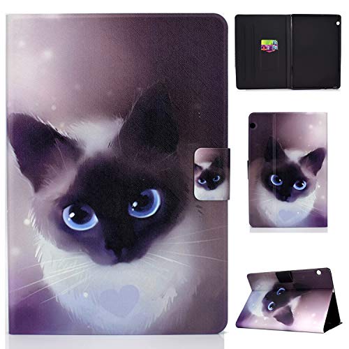 Bspring Mediapad T5 10 Flip Hülle - Ultra Slim Leder Tasche Hülle Skin für Huawei Mediapad T5 10 10.1 Zoll (2018) Schutzhülle Smart Case Cover,Graue Katze von Bspring