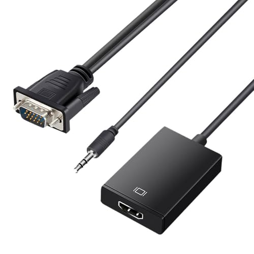 Btgghytr HDMI-kompatible zu VGA-Konverter mit 3,5-mm-Kabel für PC, Laptop, Fernseher, Monitore, Projektoren, 1080P auf VGA-Adapter von Btgghytr