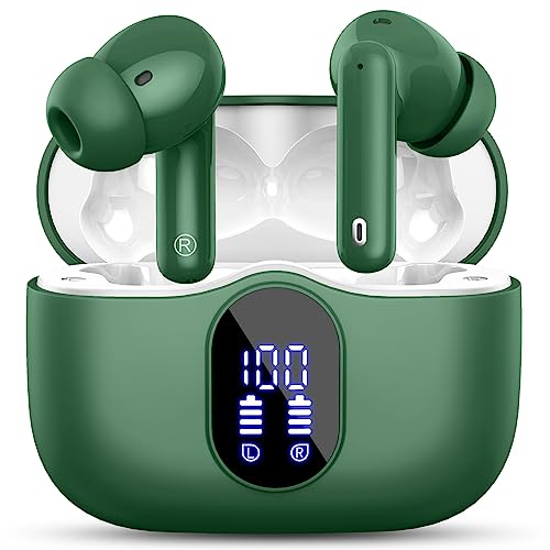 Bluetooth Kopfhörer, Kabellos Bluetooth 5.3 Sport In Ear, mit 4 Mikrofon, 40 std Spielzeit, LED-Anzeige, ENC Lärmreduzierung,HiFi Stereo Ohrhörer für Arbeit und Studium,Grün Earbuds von Btootos