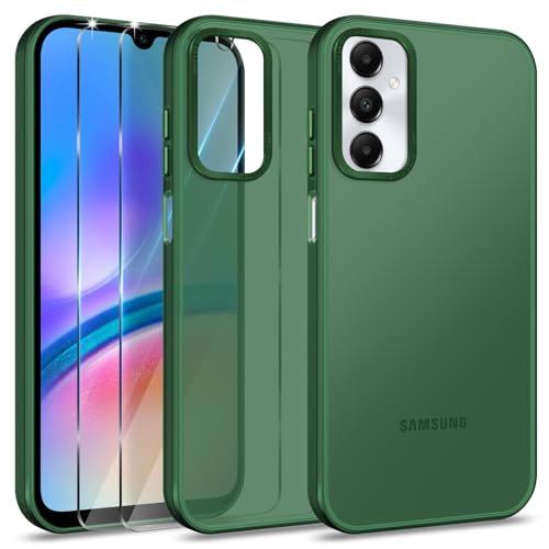 Btstring Hülle für Samsung Galaxy A05S mit 2 Stück Schutzfolie, Minimalistische Transluzente Matte Schutzhülle, Stoßfeste Kratzfeste Anti-Fingerabdruck Case, Grün von Btstring