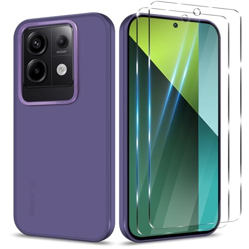 Btstring Hülle für Xiaomi Redmi Note 13 Pro 5G mit 2 Stück Schutzfolie, Minimalistische Transluzente Matte Schutzhülle, Stoßfeste Kratzfeste Anti-Fingerabdruck Case, lila von Btstring