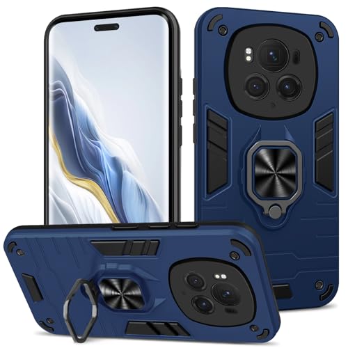 Btstring Cover per Honor Magic6 Pro, Grado Militare Custodia Con Cavalletto in Metallo Rotante a 360°, Hard PC Back Cover e TPU Bumper Antiurto Case- blu von Btstring