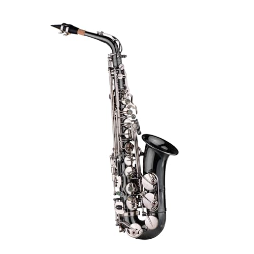 Btuty Alt-Saxophon Professionelle Messing Bend-Eb-Dur Alt-Saxophon Sax Black Nickel Plating Abalone Shell Keys mit Tragetasche Handschuhe Reinigungstuch Straps Fettbürste von Btuty