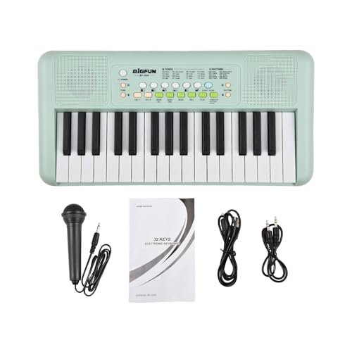 Btuty Elektronisches Keyboard mit 32 Tasten, Klavier, 16 Töne, 10 Rhythmen, 10 Demos, Dual-Lautsprecher, Musikinstrument mit Mikrofon, Dual-Power-Modus, tragbare Klaviertastatur von Btuty