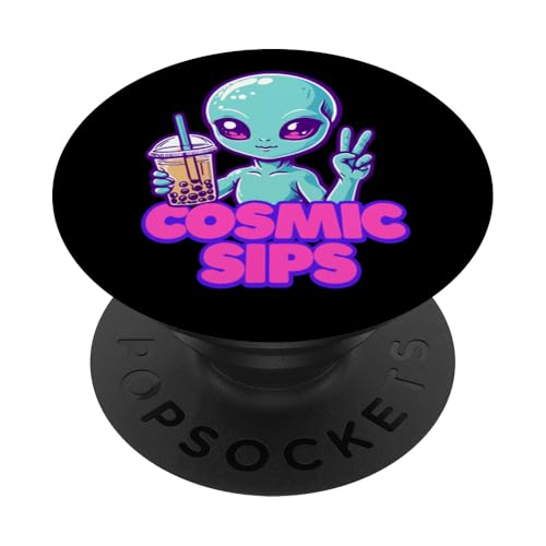 Kawaii Alien trinkt Bubble Tea PopSockets Klebender PopGrip von Bubble Tea Alien Boba Tea Lover