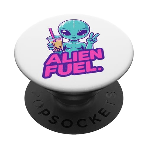 Kawaii Alien trinkt Bubble Tea PopSockets Klebender PopGrip von Bubble Tea Alien Boba Tea Lover