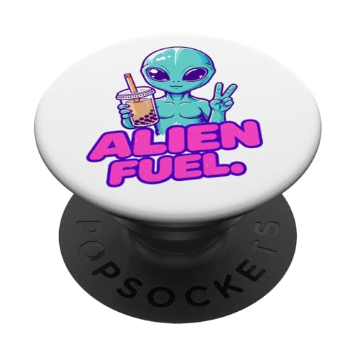 Kawaii Alien trinkt Bubble Tea PopSockets Klebender PopGrip von Bubble Tea Alien Boba Tea Lover