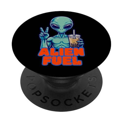 Kawaii Alien trinkt Bubble Tea PopSockets Klebender PopGrip von Bubble Tea Alien Boba Tea Lover