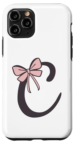 Hülle für iPhone 11 Pro Anfangsbuchstabe C Buchstabe C mit Schleife Altrosa Pink von Buchstaben Designs Geschenkideen xsylxdesign