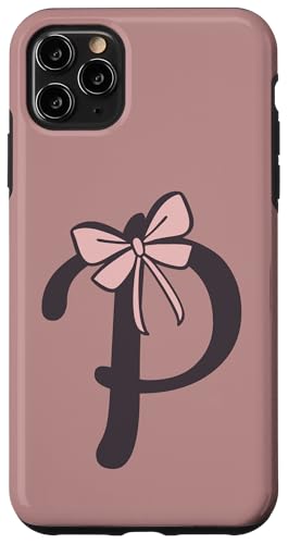 Hülle für iPhone 11 Pro Max Anfangsbuchstabe P Buchstabe P mit Schleife Altrosa Pink von Buchstaben Designs Geschenkideen xsylxdesign