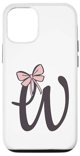 Hülle für iPhone 12/12 Pro Anfangsbuchstabe W Buchstabe W mit Schleife Altrosa Pink von Buchstaben Designs Geschenkideen xsylxdesign