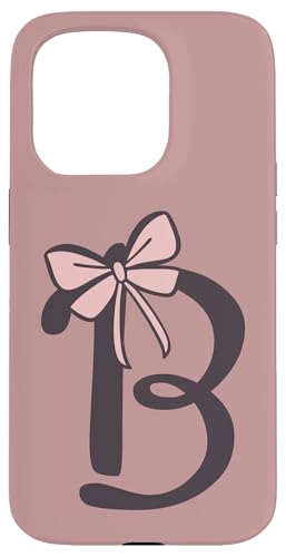 Hülle für iPhone 15 Pro Anfangsbuchstabe B Buchstabe B mit Schleife Altrosa Pink von Buchstaben Designs Geschenkideen xsylxdesign