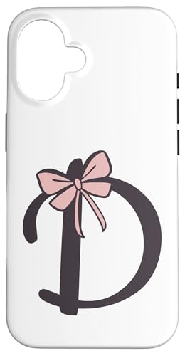 Hülle für iPhone 16 Anfangsbuchstabe D Buchstabe D mit Schleife Altrosa Pink von Buchstaben Designs Geschenkideen xsylxdesign