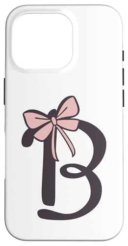 Hülle für iPhone 16 Pro Anfangsbuchstabe B Buchstabe B mit Schleife Altrosa Pink von Buchstaben Designs Geschenkideen xsylxdesign