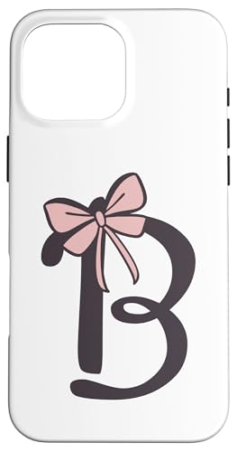 Hülle für iPhone 16 Pro Max Anfangsbuchstabe B Buchstabe B mit Schleife Altrosa Pink von Buchstaben Designs Geschenkideen xsylxdesign