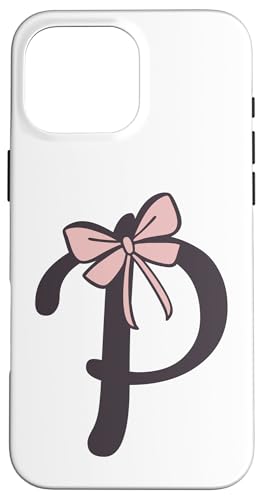 Hülle für iPhone 16 Pro Max Anfangsbuchstabe P Buchstabe P mit Schleife Altrosa Pink von Buchstaben Designs Geschenkideen xsylxdesign