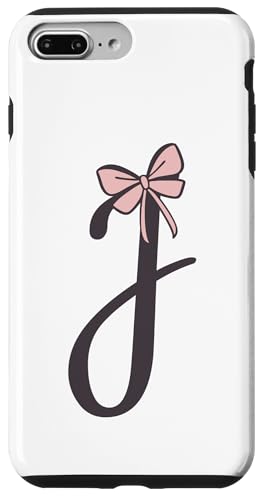 Hülle für iPhone 7 Plus/8 Plus Anfangsbuchstabe J Buchstabe J mit Schleife Altrosa Pink von Buchstaben Designs Geschenkideen xsylxdesign