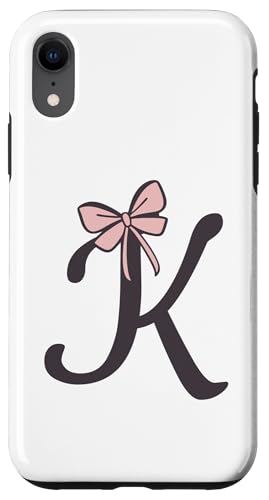 Hülle für iPhone XR Anfangsbuchstabe K Buchstabe K mit Schleife Altrosa Pink von Buchstaben Designs Geschenkideen xsylxdesign