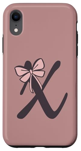 Hülle für iPhone XR Anfangsbuchstabe X Buchstabe X mit Schleife Altrosa Pink von Buchstaben Designs Geschenkideen xsylxdesign