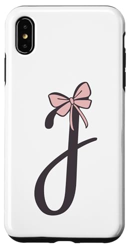 Hülle für iPhone XS Max Anfangsbuchstabe J Buchstabe J mit Schleife Altrosa Pink von Buchstaben Designs Geschenkideen xsylxdesign