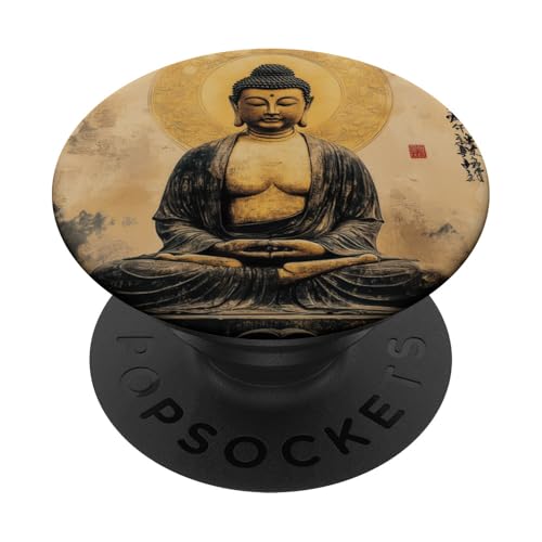 Abstrakter Buddha - Lotusblume - spiritueller Buddhismus Buddhist PopSockets Klebender PopGrip von Buddha Designs by Kajiro