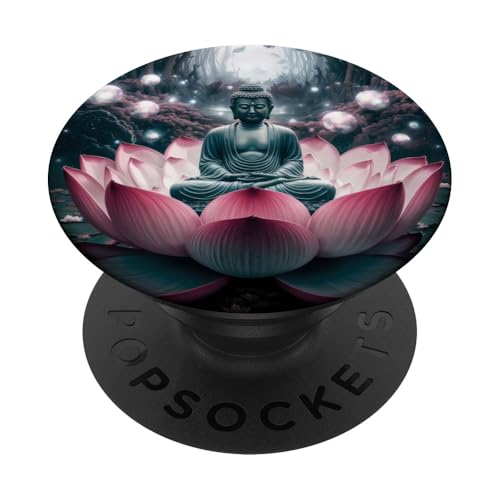 Abstrakter Buddha - Lotusblume - spiritueller Buddhismus Buddhist PopSockets mit austauschbarem PopGrip von Buddha Designs by Kajiro