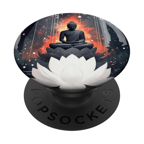 Abstrakter Buddha - Lotusblume - spiritueller Buddhismus Buddhist PopSockets mit austauschbarem PopGrip von Buddha Designs by Kajiro