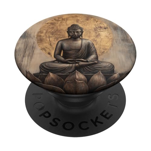 Abstrakter Buddha in Lotusblüte, spiritueller Buddhismus, buddhistisch PopSockets Klebender PopGrip von Buddha Designs by Kajiro