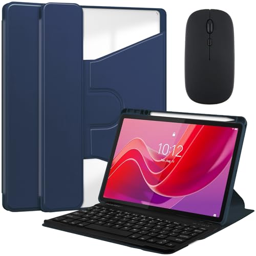 Bueuwe Tastatur Hülle für Lenovo Tab M11 (TB-330FU/330XU) 11 Zoll, Drehbare Hülle, 7-Farbige Hintergrundbeleuchtung, Abnehmbare Bluetooth-Tastatur Mit Stifthalter,Marine von Bueuwe