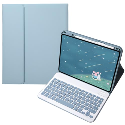 Bueuwe Tastatur Hülle für iPad 10,2 Zoll Der 9., 8. Und 7. Generation, Abnehmbare Bluetooth-Tastatur Und Stifthalter,Blau von Bueuwe