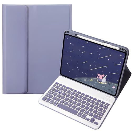 Bueuwe Tastatur Hülle für iPad 10. Generation (2022), Abnehmbare Bluetooth-Tastatur Und Stifthalter,Purple1 von Bueuwe