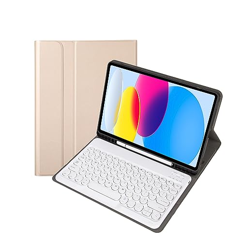 Bueuwe Tastatur hülle für iPad 10,2 Zoll 9. Generation 2021/8. Generation 2020/7. 2019, kabellose Bluetooth-Tastatur mit Stifthalter,Gold von Bueuwe