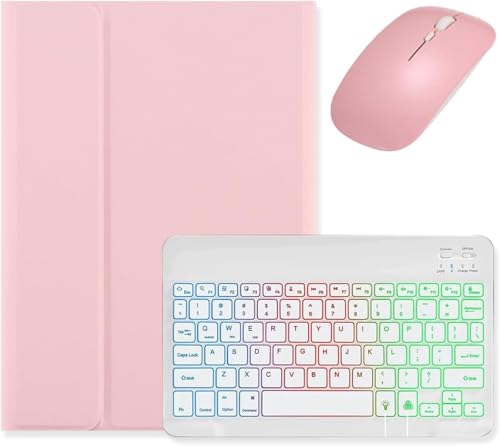 Bueuwe Tastatur hülle für iPad 10. Generation 10,9 Zoll, abnehmbare kabellose Tastaturhülle mit Hintergrundbeleuchtung und Stifthalter,Rosa von Bueuwe